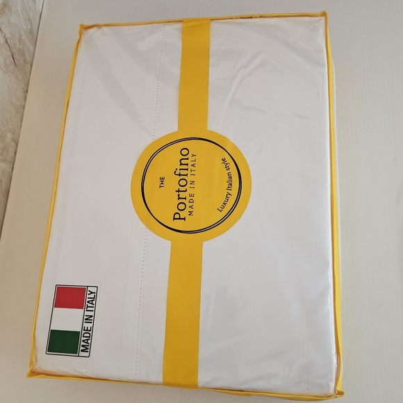 Portofino Luxury Italian King Sheet Set White Cotton - Picture 5 of 12